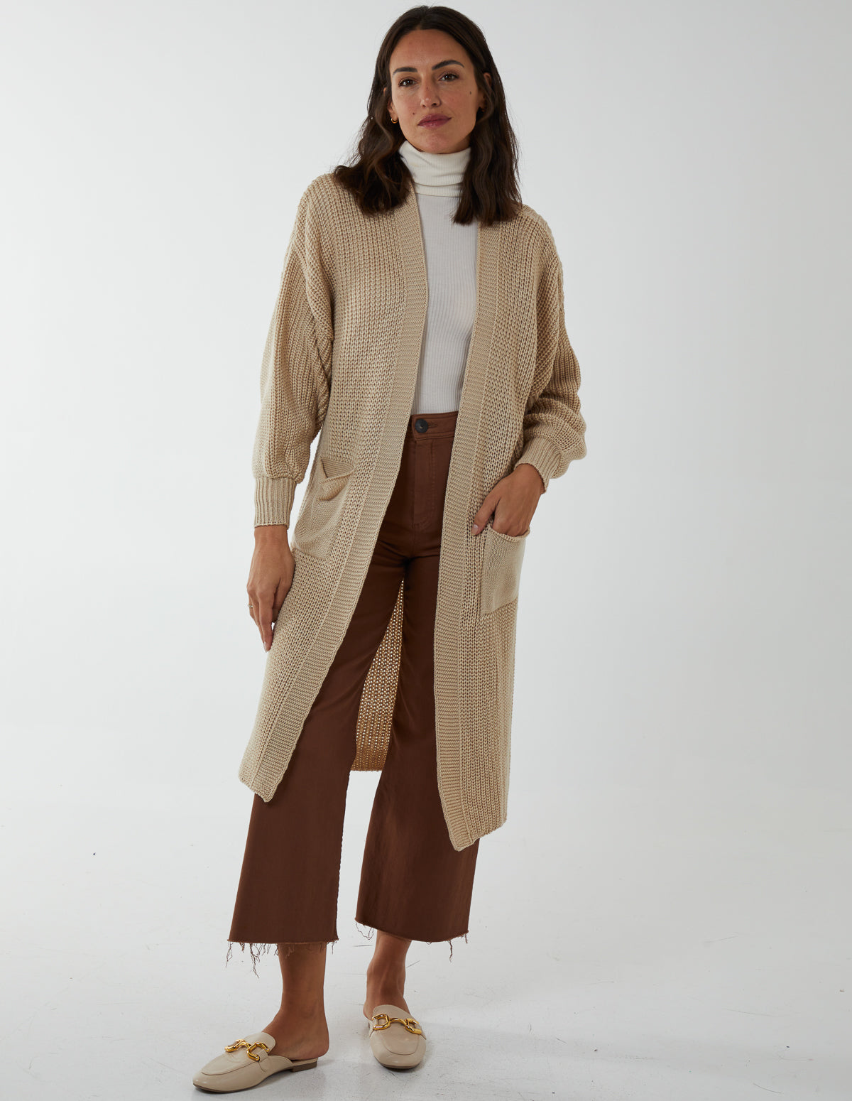 Edge to Edge Knitted Long Cardigan 