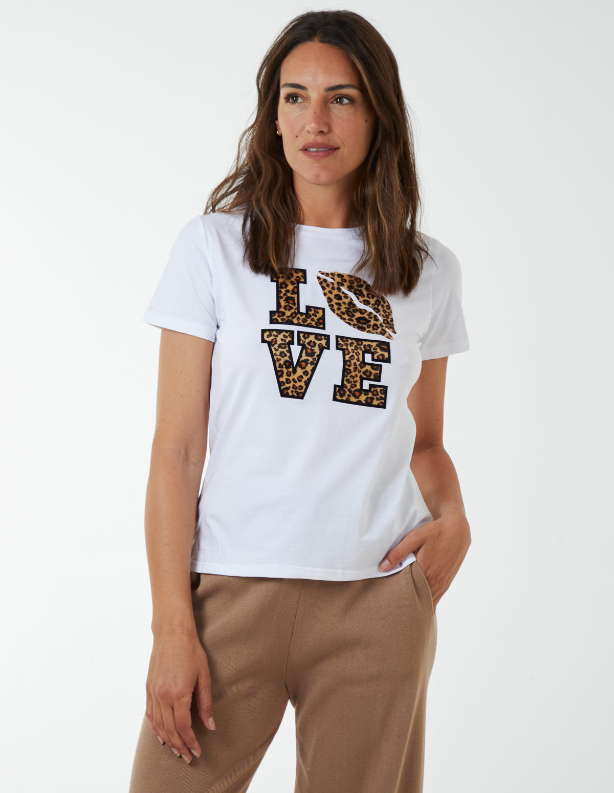 Leopard Print 'Love' Lips T-Shirt 