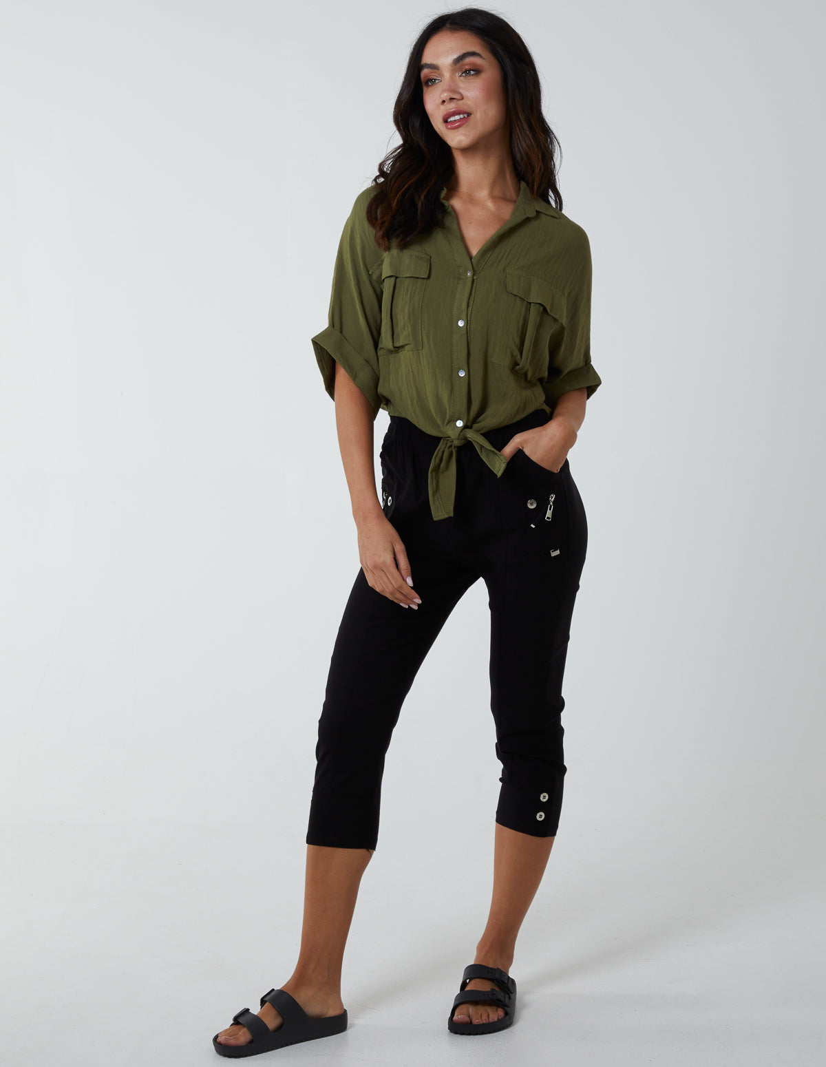 Zip Detail Crop Trouser 