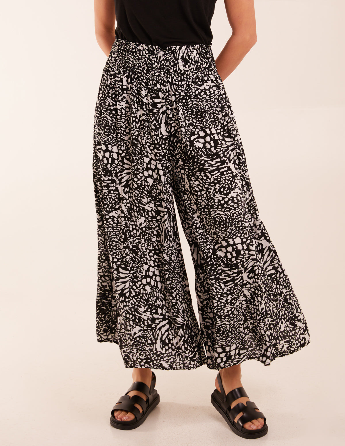 Animal Print Wide Leg Trousers 