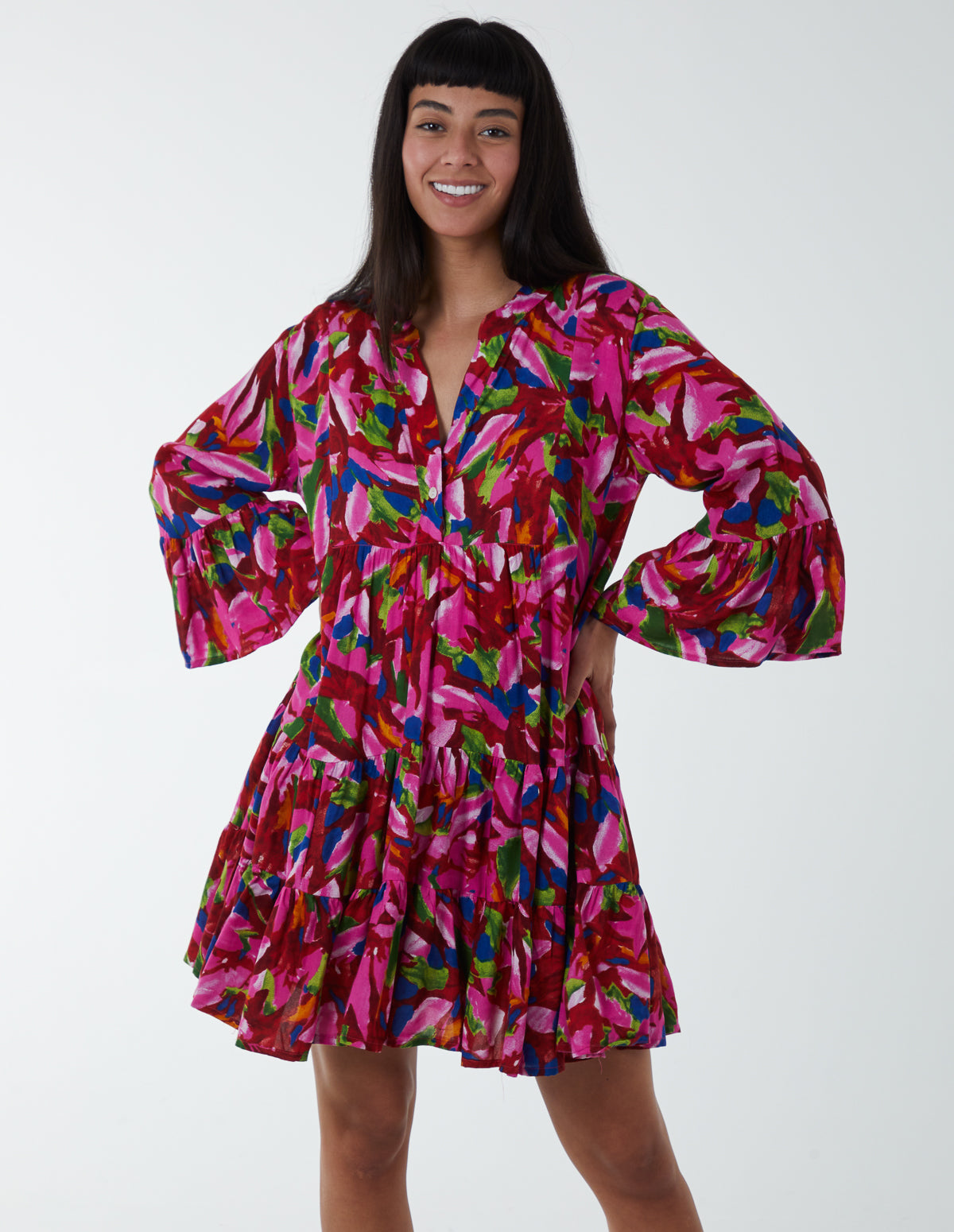 Tunic Tiered Smock Mini Dress 