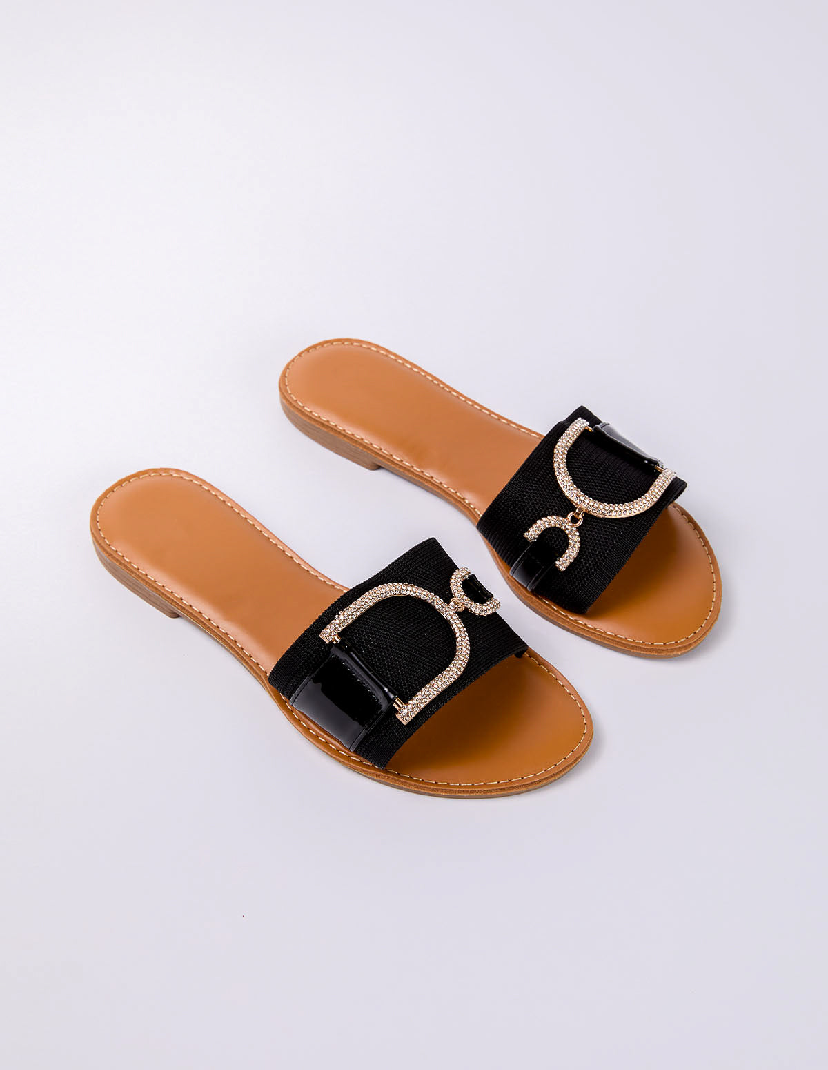 D Metal Detail Stretch Sandal 