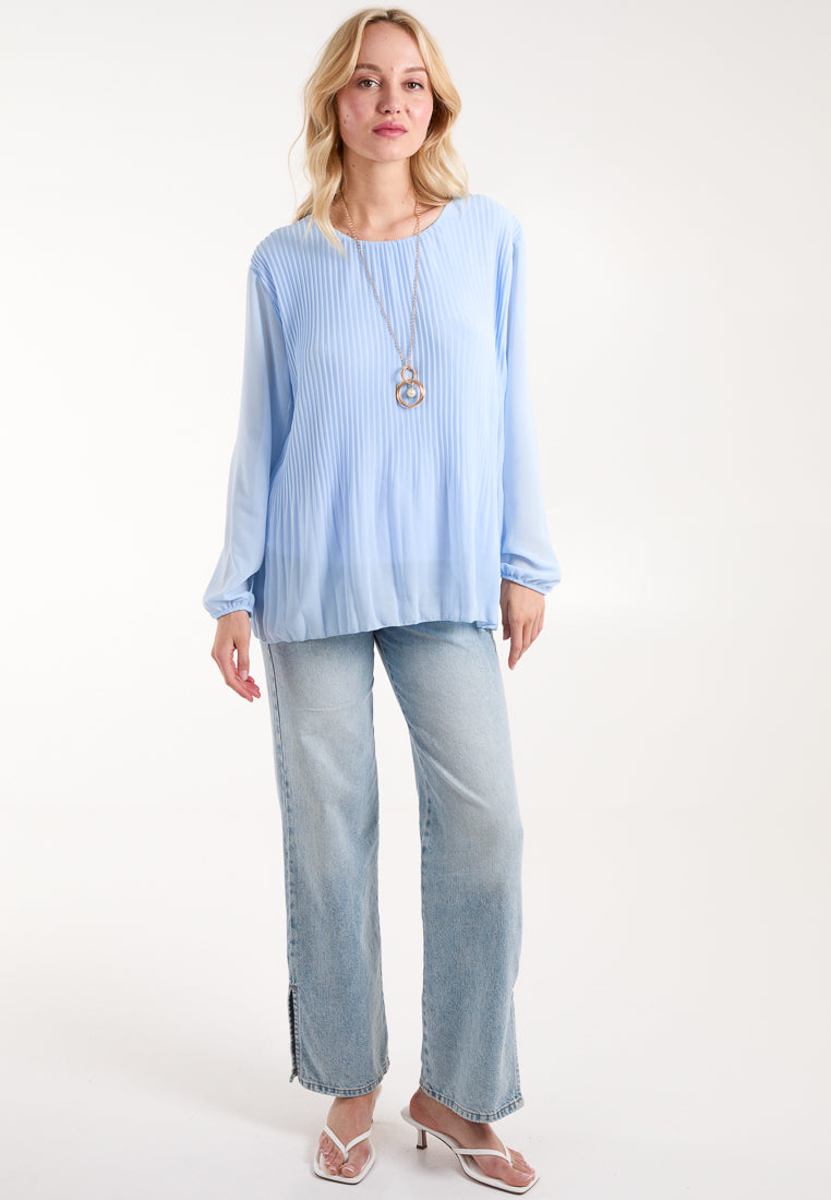 Necklace Pleated Chiffon Top 