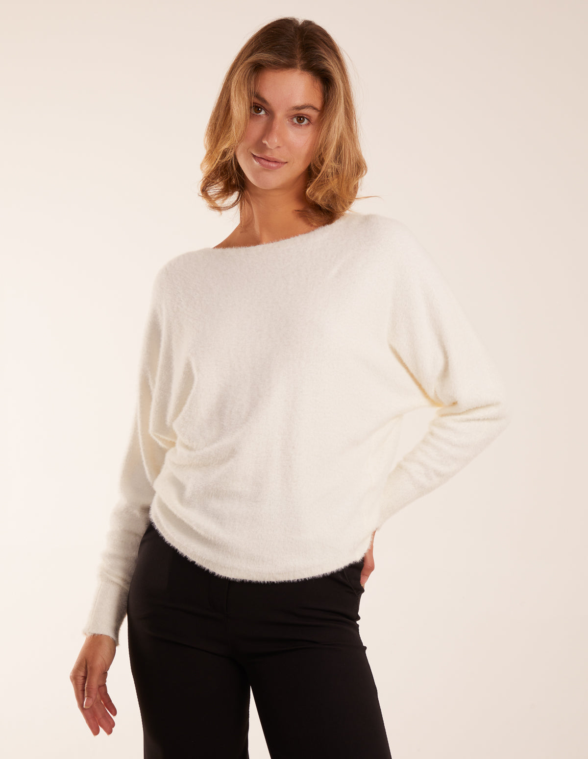 Fluffy Knit Batwing Jumper 