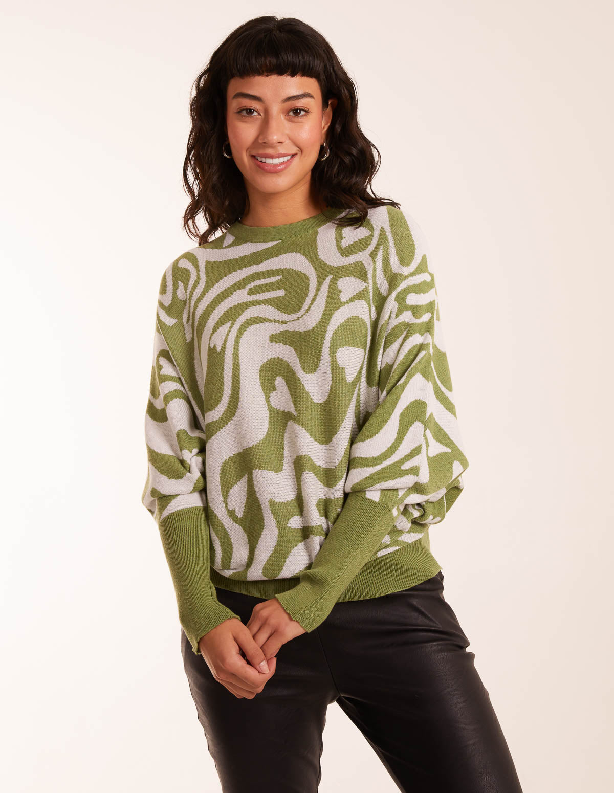 Geometric Swirl Batwing Jumper 