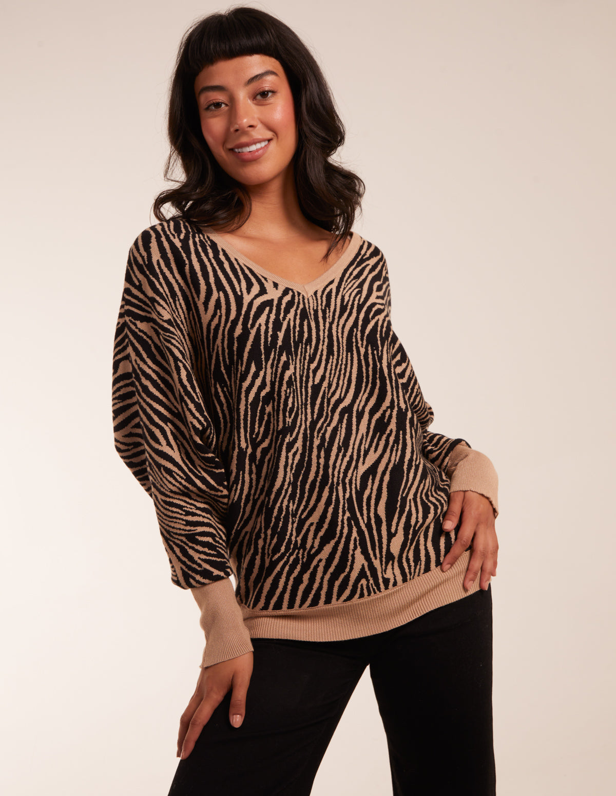 Zebra V-Neck Jumper 