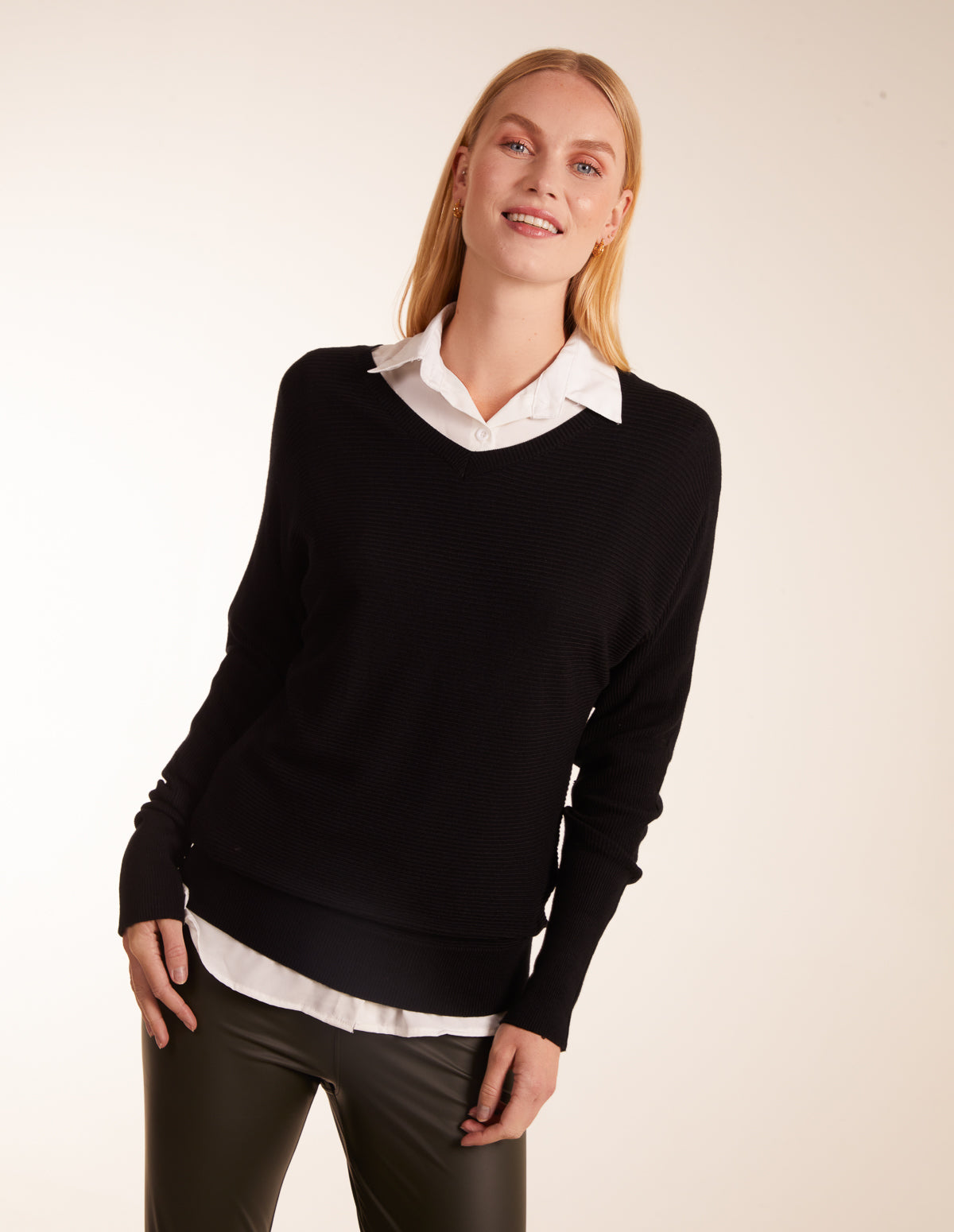 V Neck Ribbed Jumper 