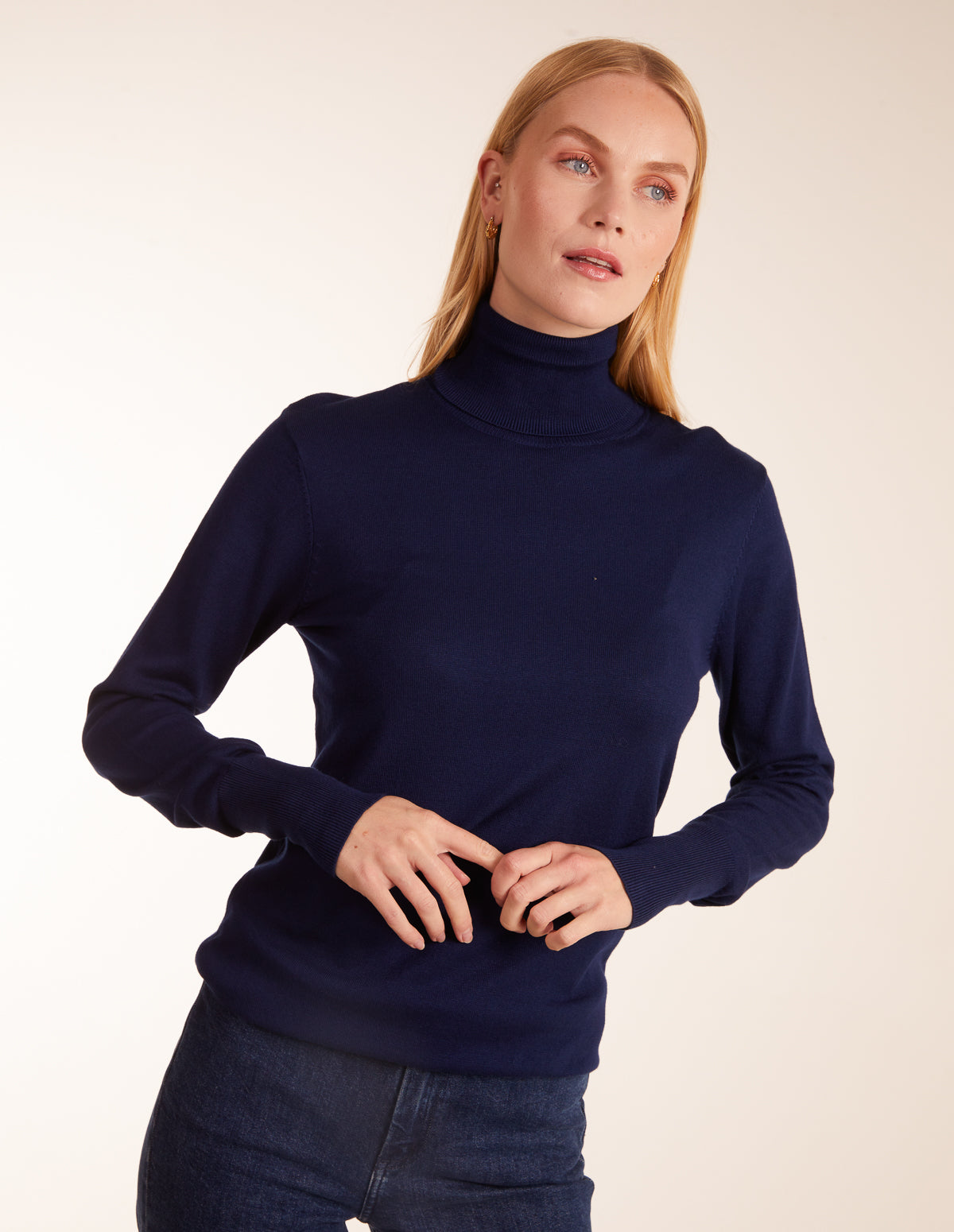 Roll Neck Jumper - S / BLUE