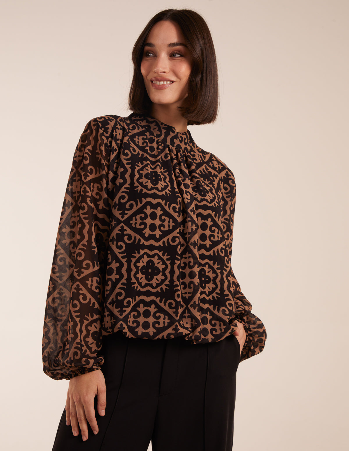 High Neck Baroque Blouse 