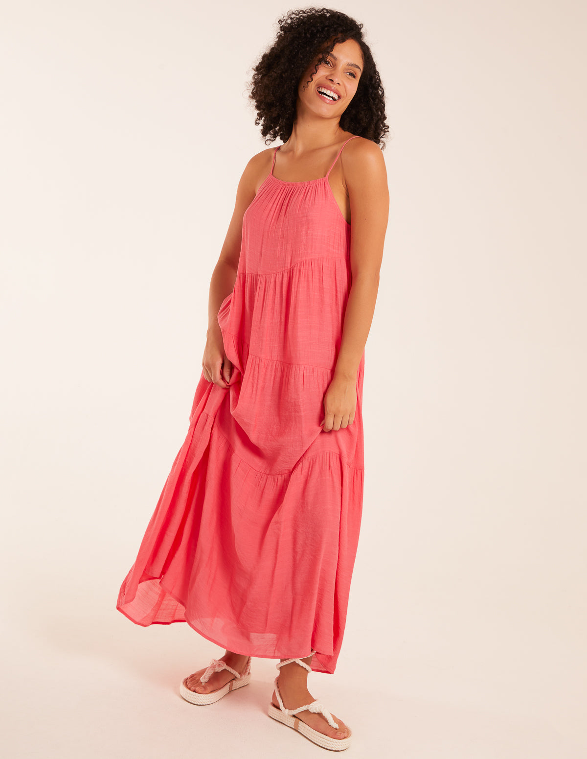 Drawstring Tier Maxi Dress 