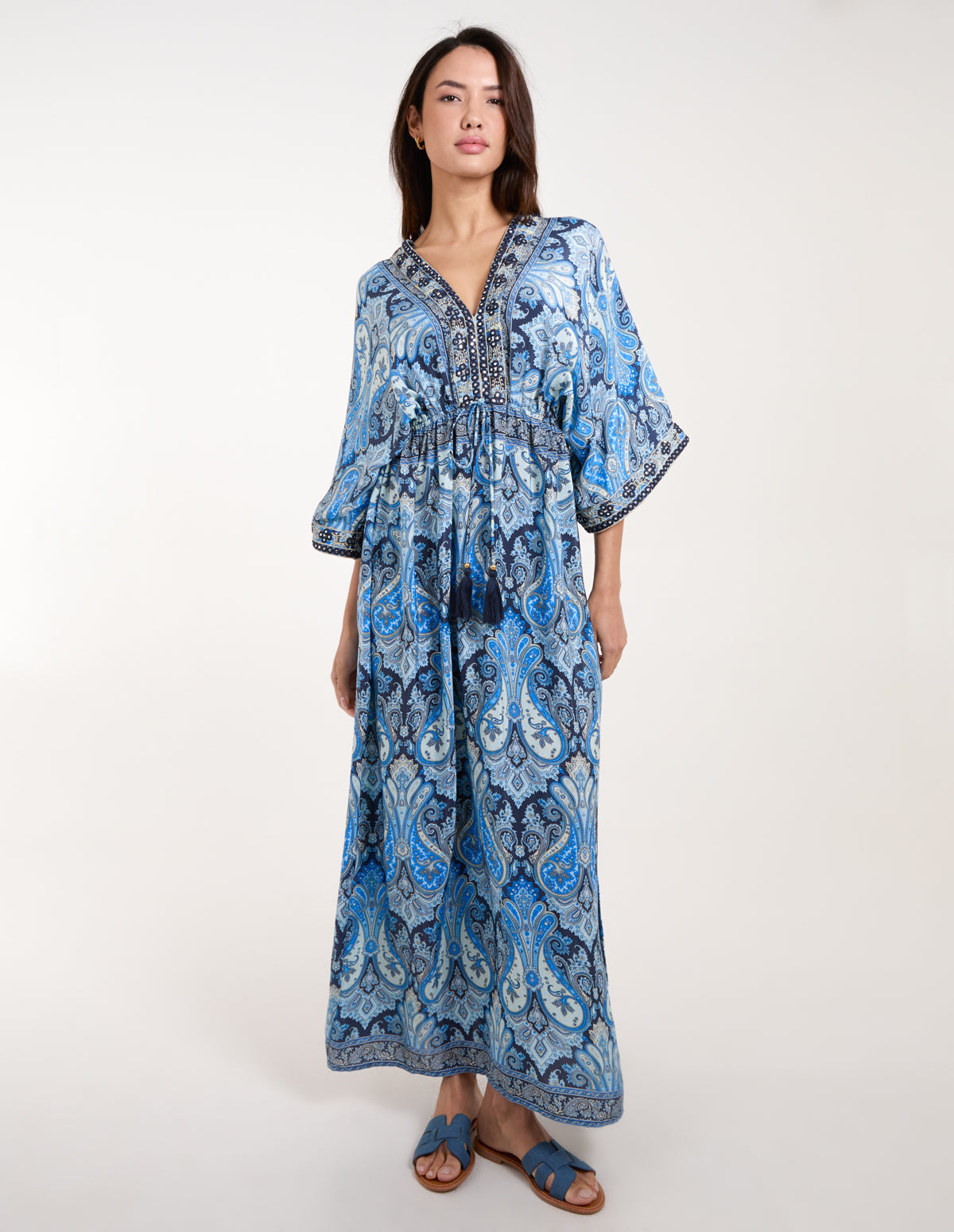 Embellished Kimono Maxi Dress 