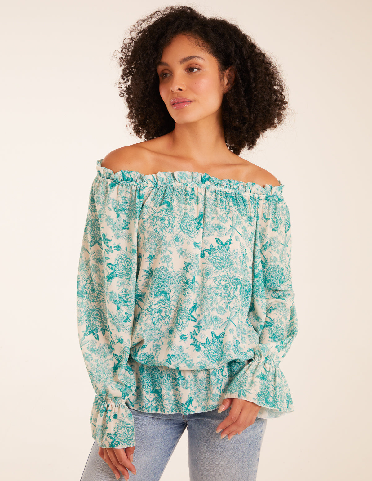 Butterfly Floral Print Gypsy Chiffon Blouse 