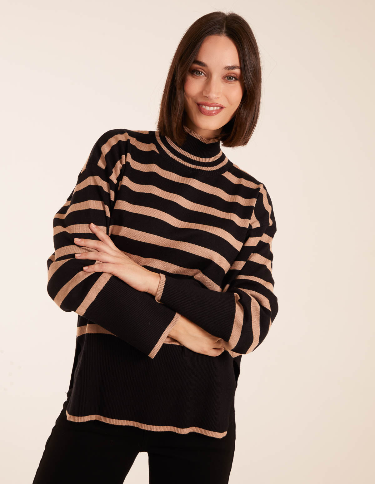 High Neck Ribbed Stripe Jumper 