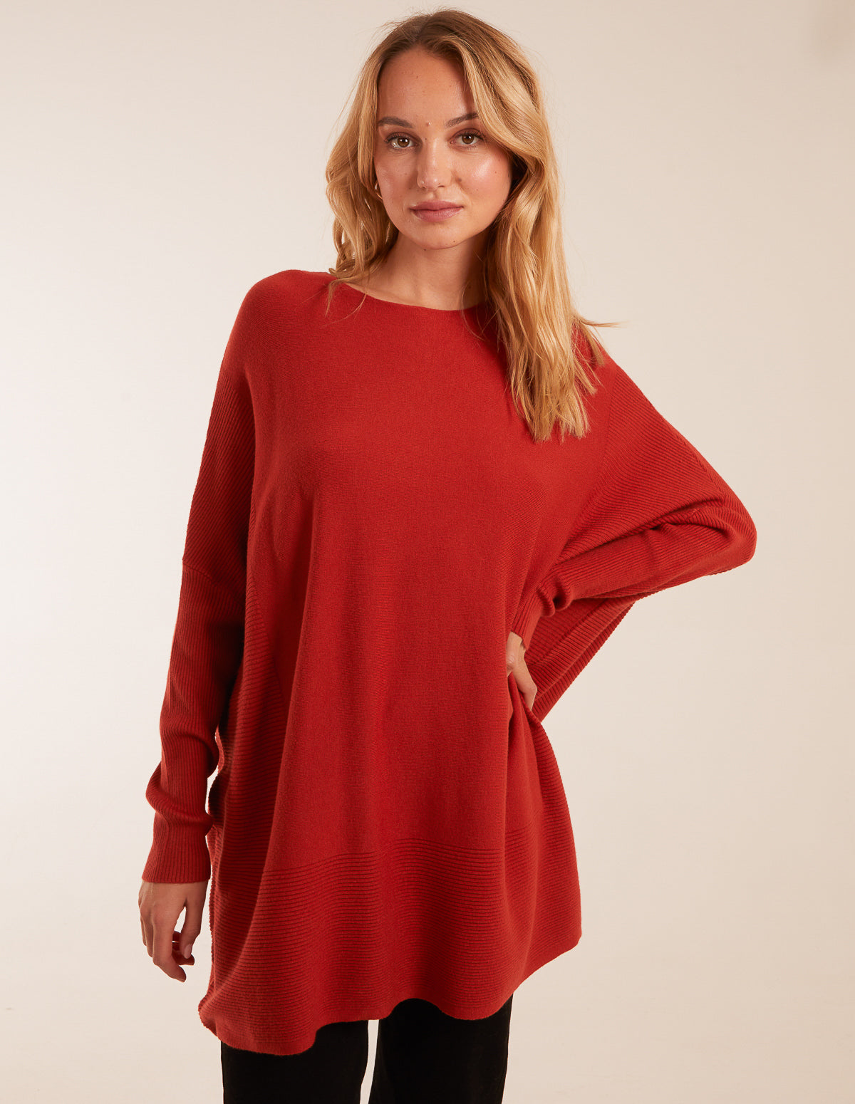 Ribbed Edge Detail Jumper - ONE / Rust