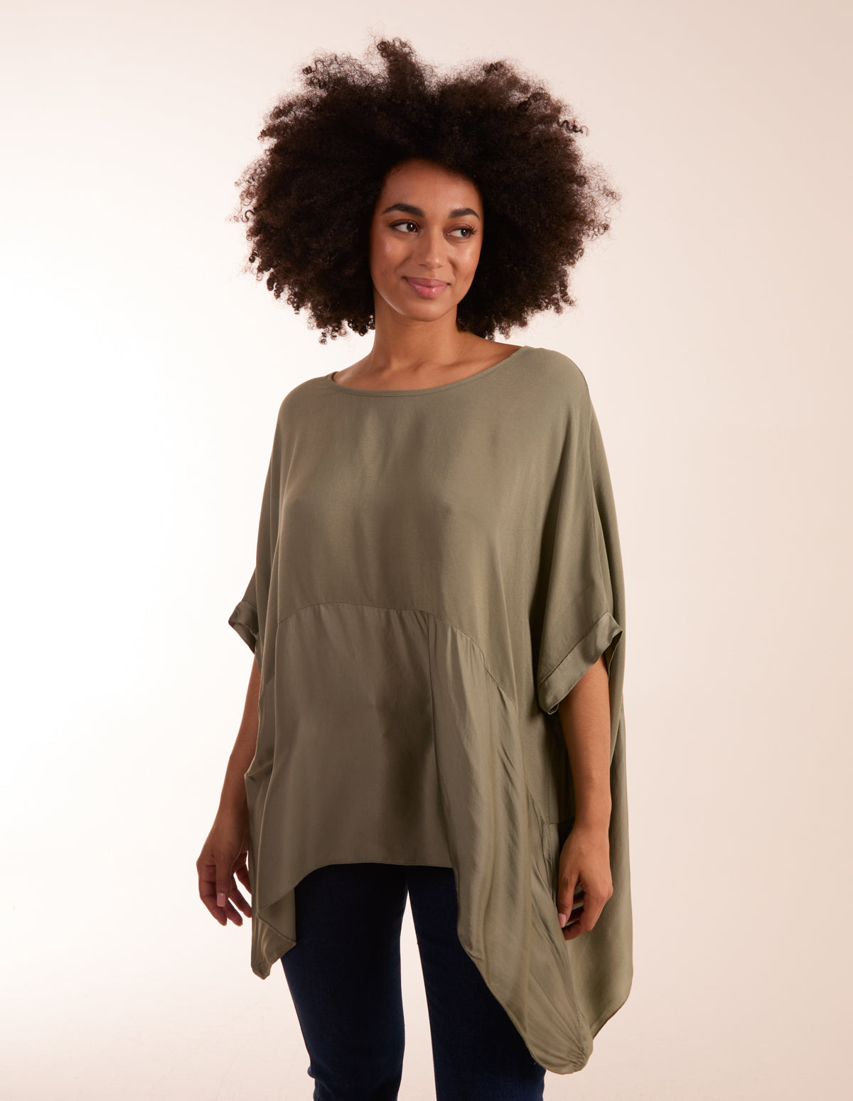 Oversized Round Neck Contrast Top 