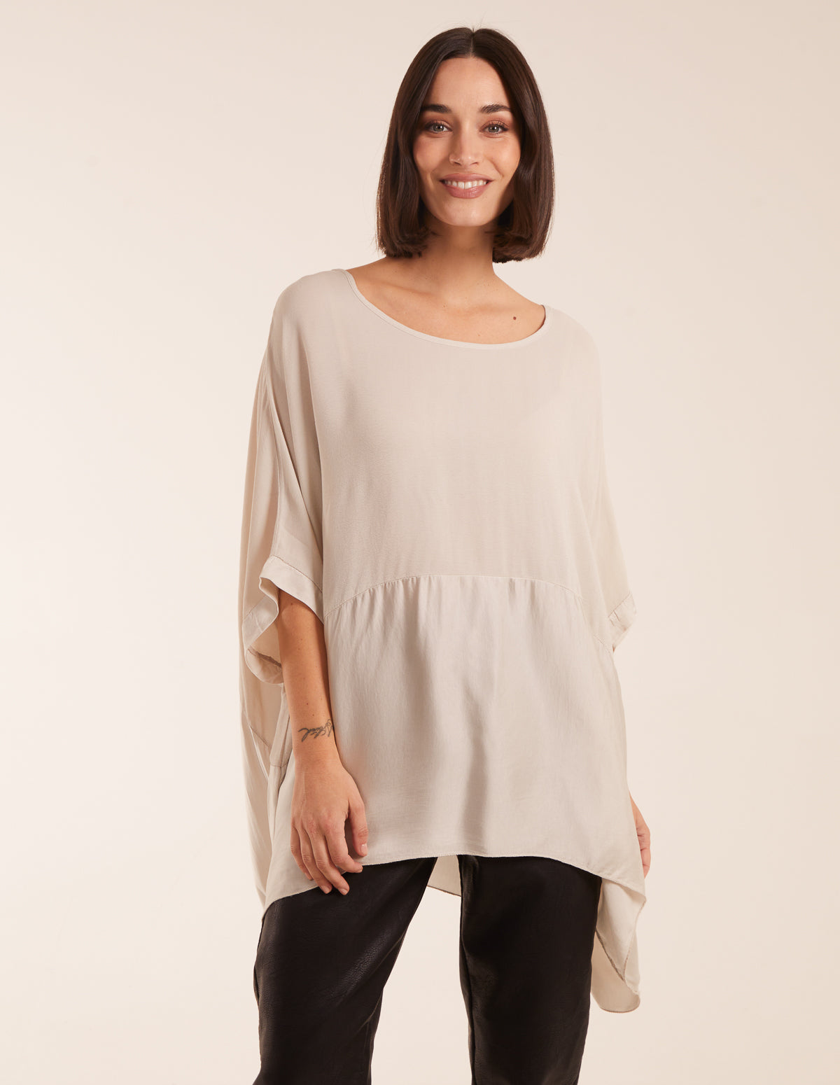 Oversized Satin Hem Top 