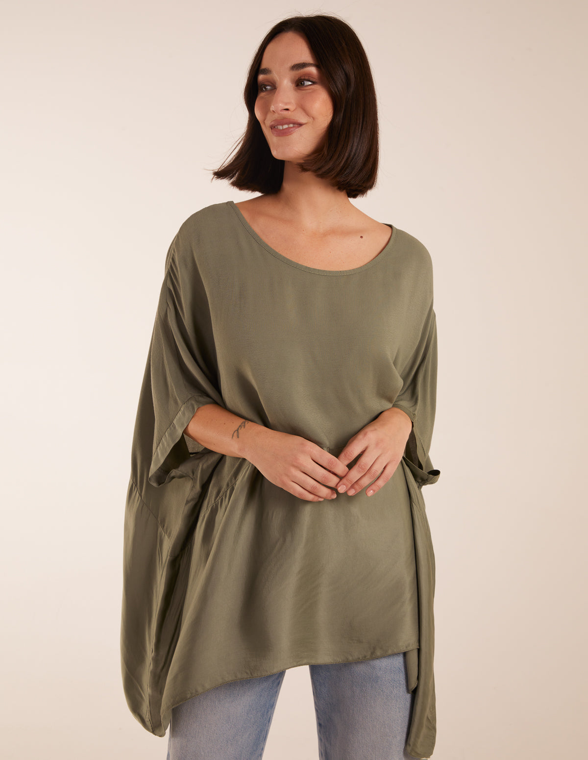 Oversized Satin Hem Top 