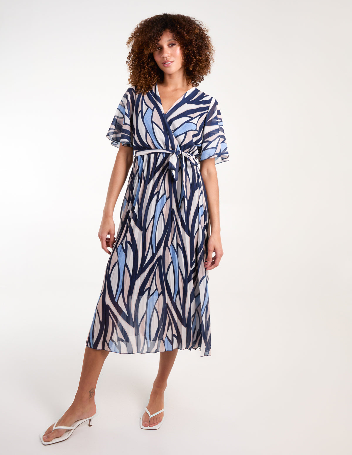 Image of Wrap Over Pleat Dress