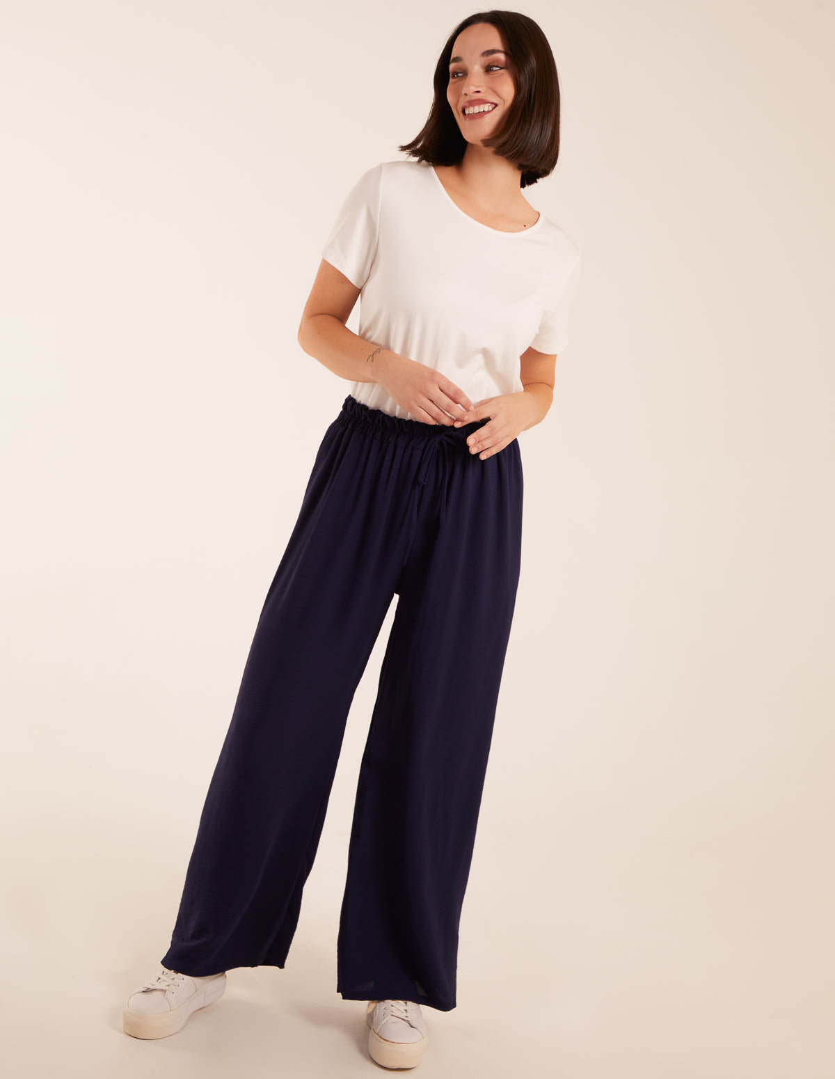 Drawstring Wide Leg Trousers 