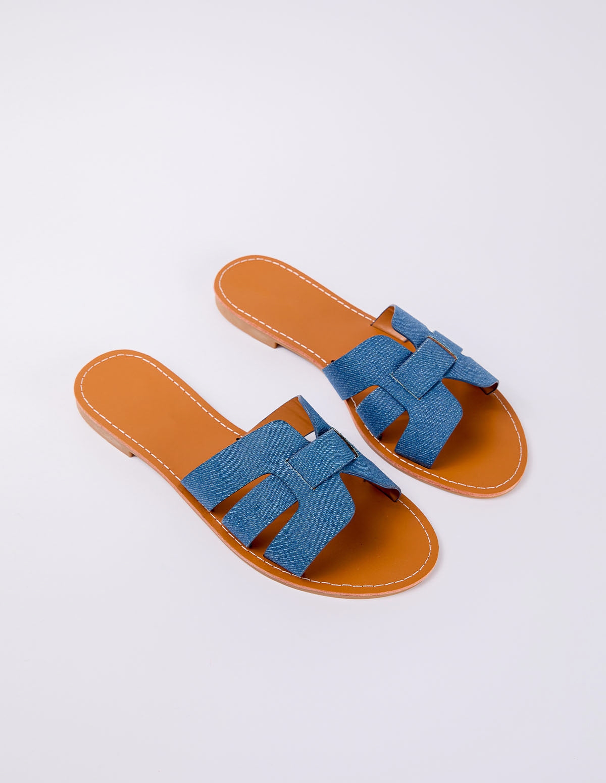 Leather Cross Front Flat Sandal 