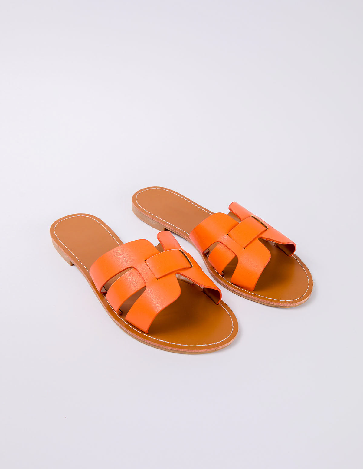 Leather Cross Front Flat Sandal 