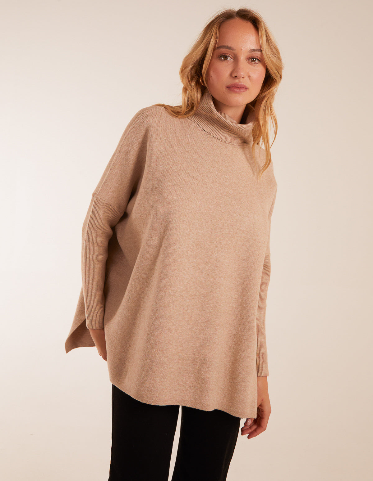 High Neck Boxy Jumper - M/L / BEIGE