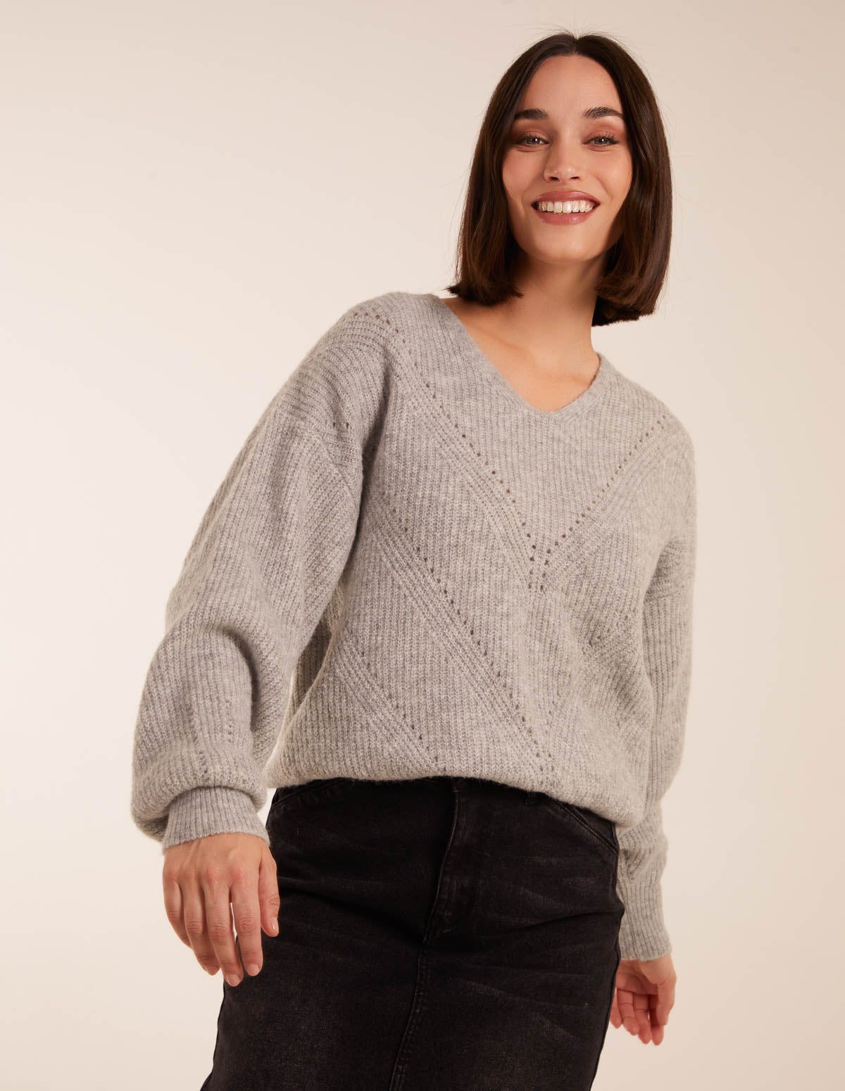 Pointelle Balloon Sleeve Jumper 