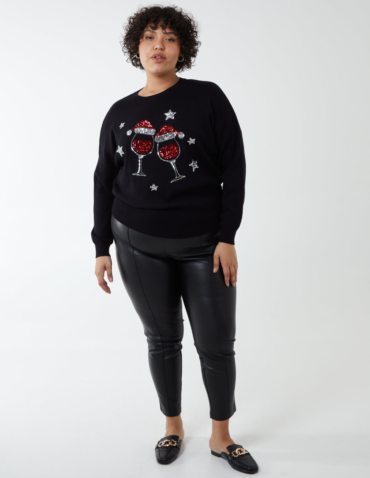 Curve Christmas Wine Glasses Jumper 