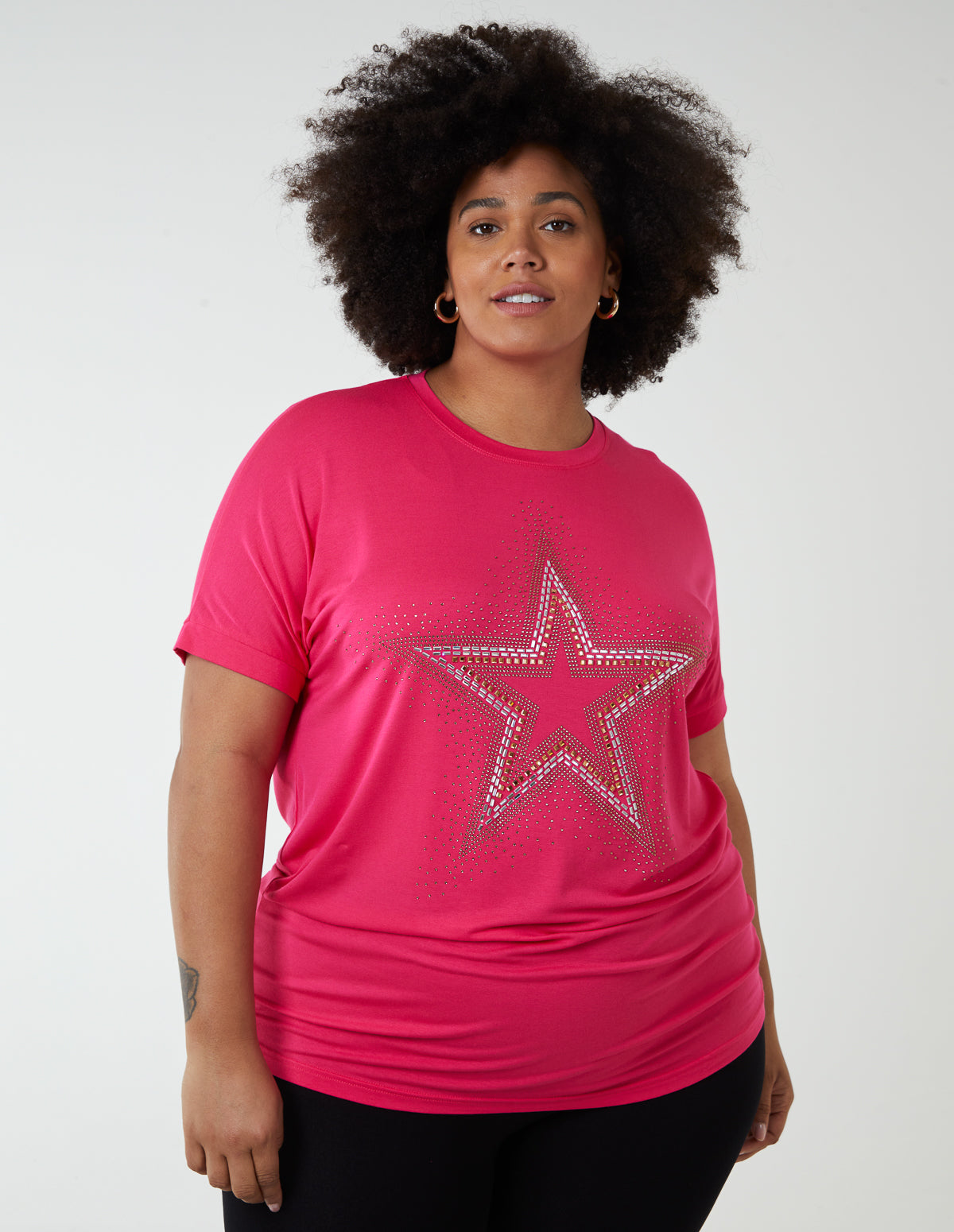 Curve Diamante Star Oversized Top - 18-20 / HOT PINK