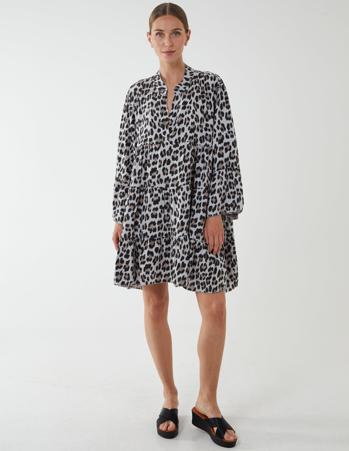 MARWAH - Long Sleeve Printed Oversized Tunic 