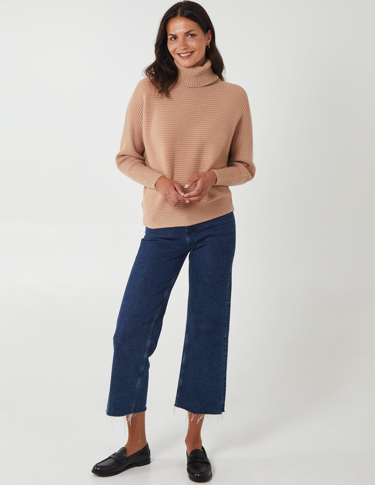 MADDISON - Batwing Roll Neck Jumper - S-M / MOCHA