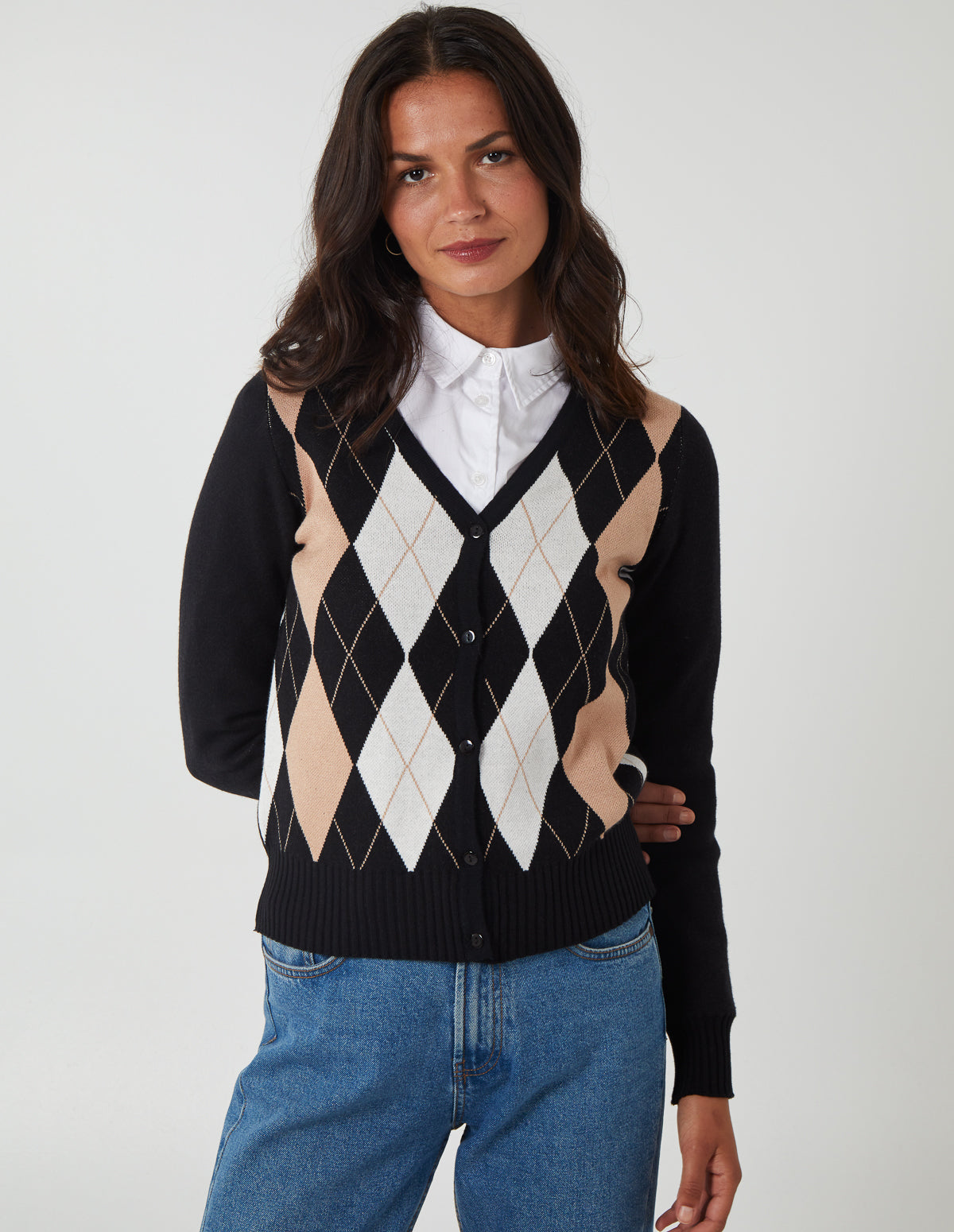 Argyle Button Through Cardigan 