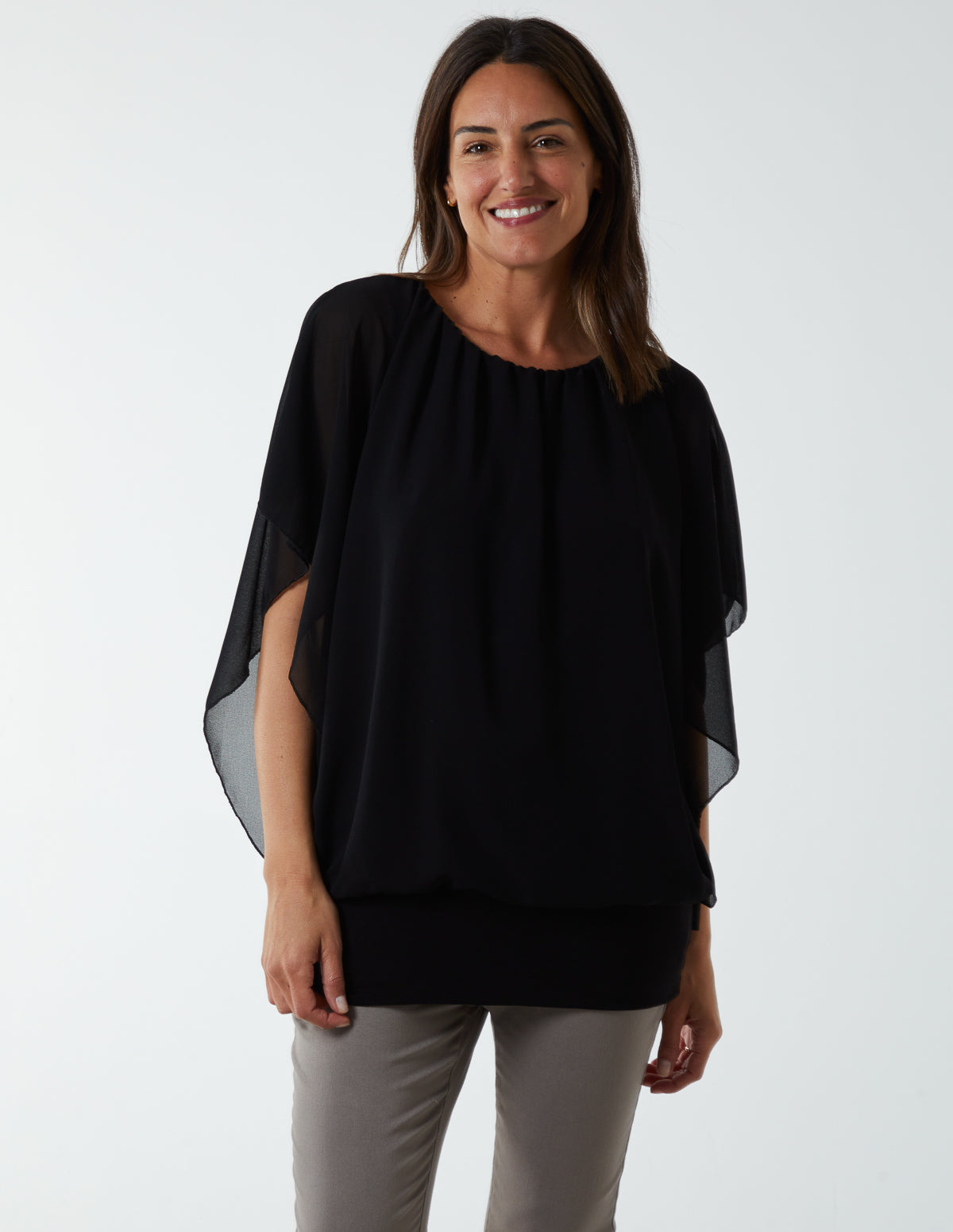 Double Layer Sheer Detail Blouse 