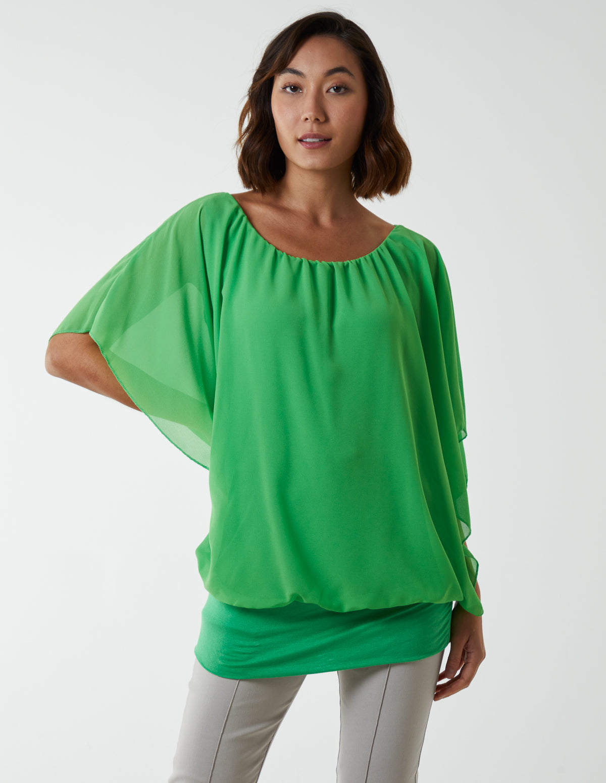 Double Layer Sheer Detail Blouse 