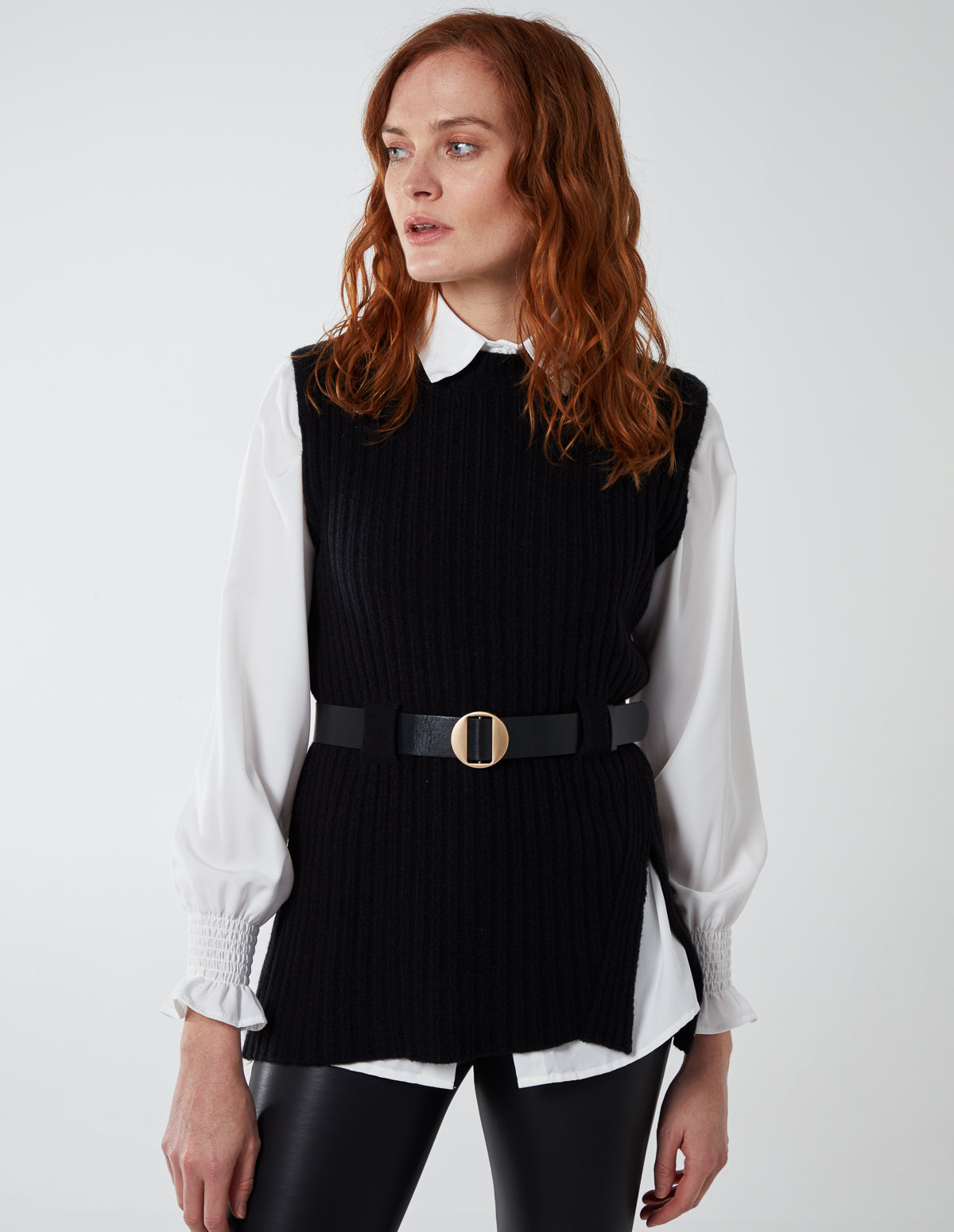 LEYA - 2in1 Belted Vest & Shirt Jumper 