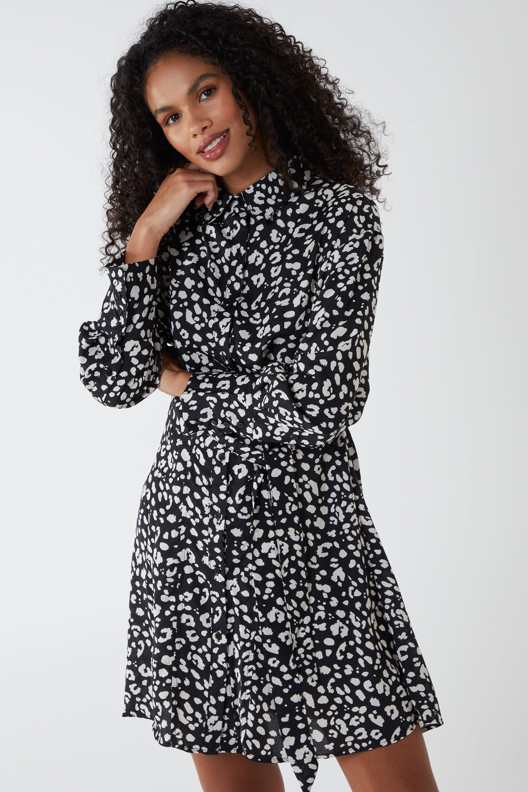 AMARA - Animal Print Shirt Dress 