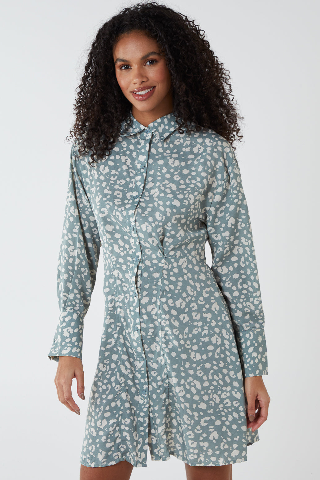 AMARA - Animal Print Shirt Dress 