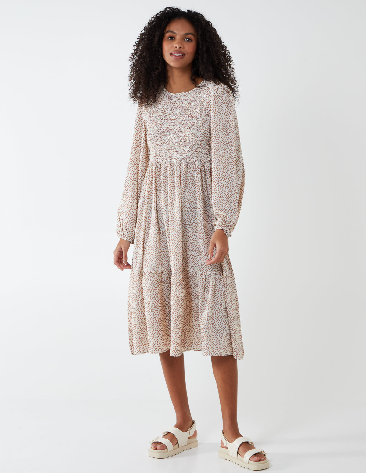 MINA - Floral Long Sleeve Tiered Dress 