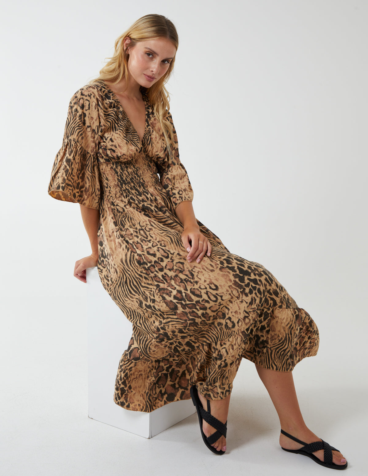 Leopard V Neck Dress 