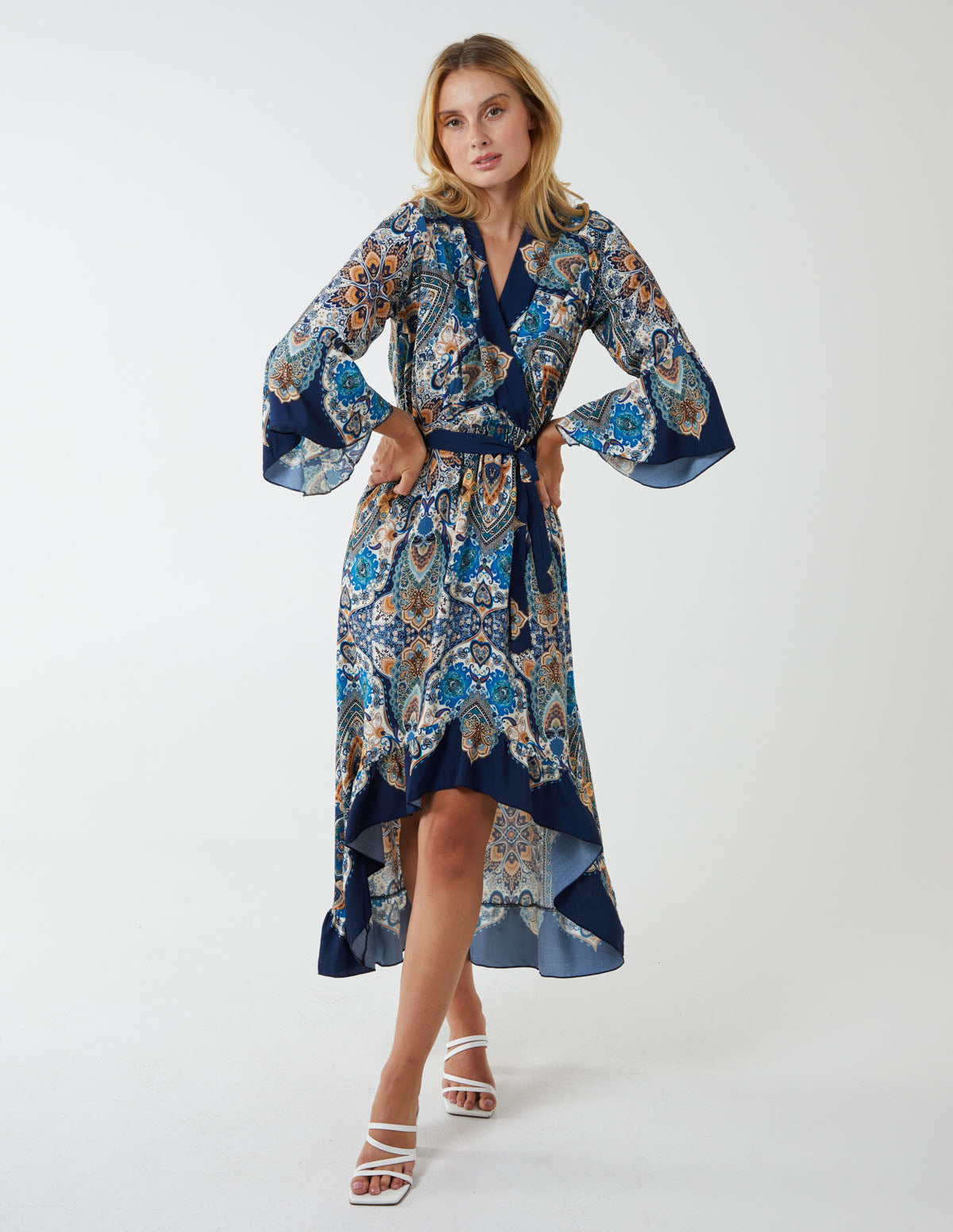 LYNDSI - Paisley Wrap Hi Lo Dress 