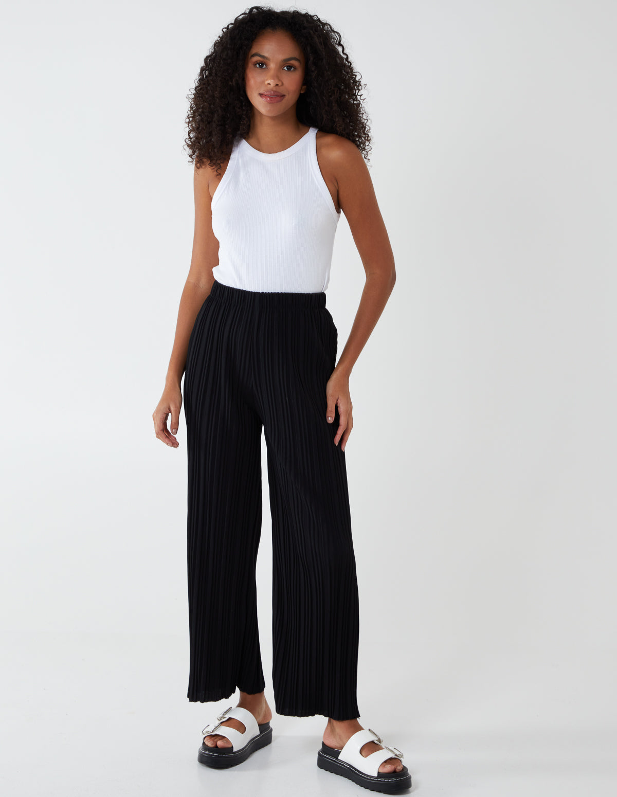 Elastic Waist Pleated Culotte 