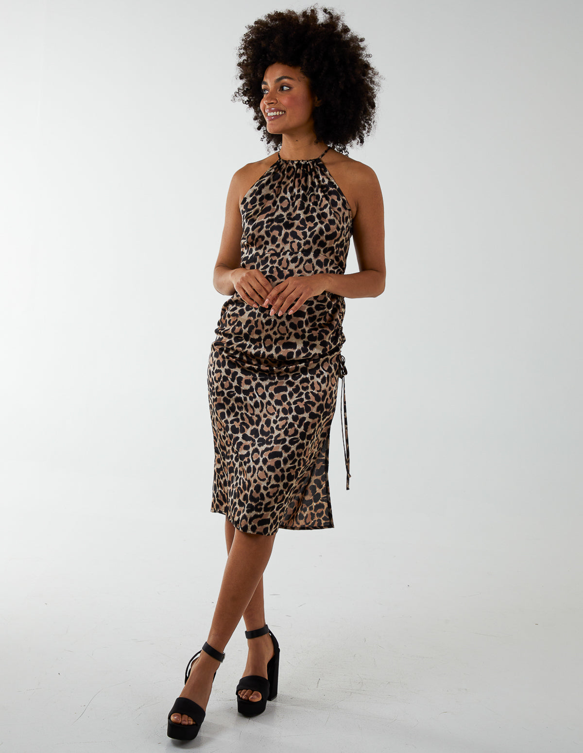 Animal Print Halter Neck Dress 