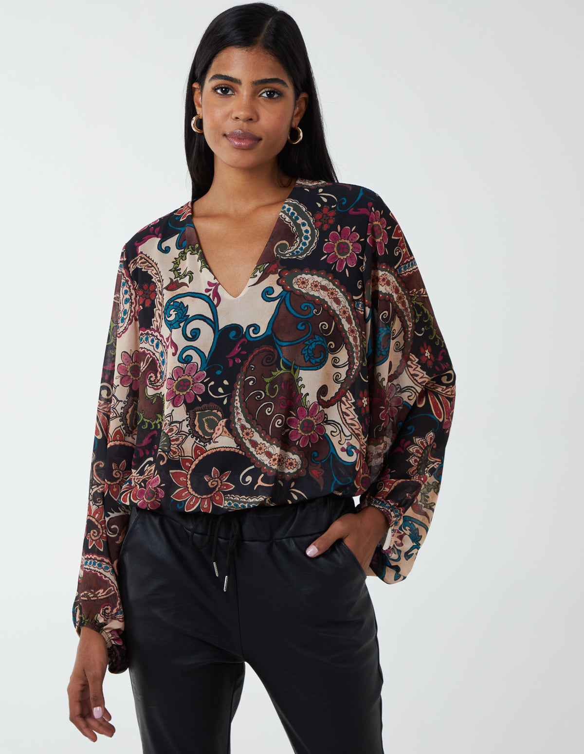 Paisley Bubble Hem Blouse 