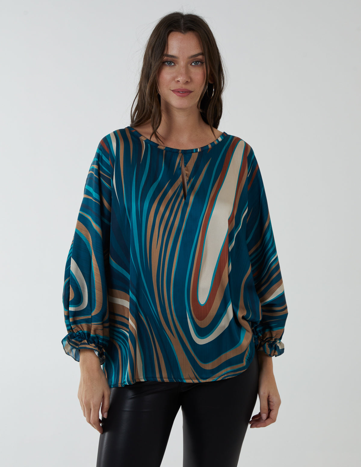 Abstract Swirl Print Blouse 