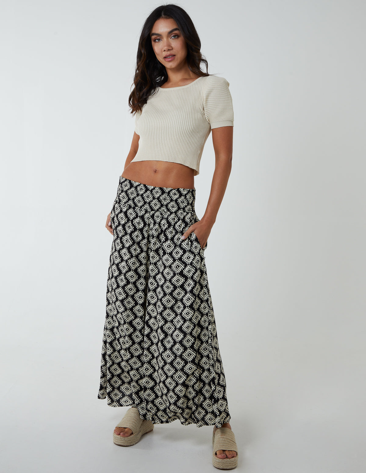 Shirred Wide Leg Trouser 