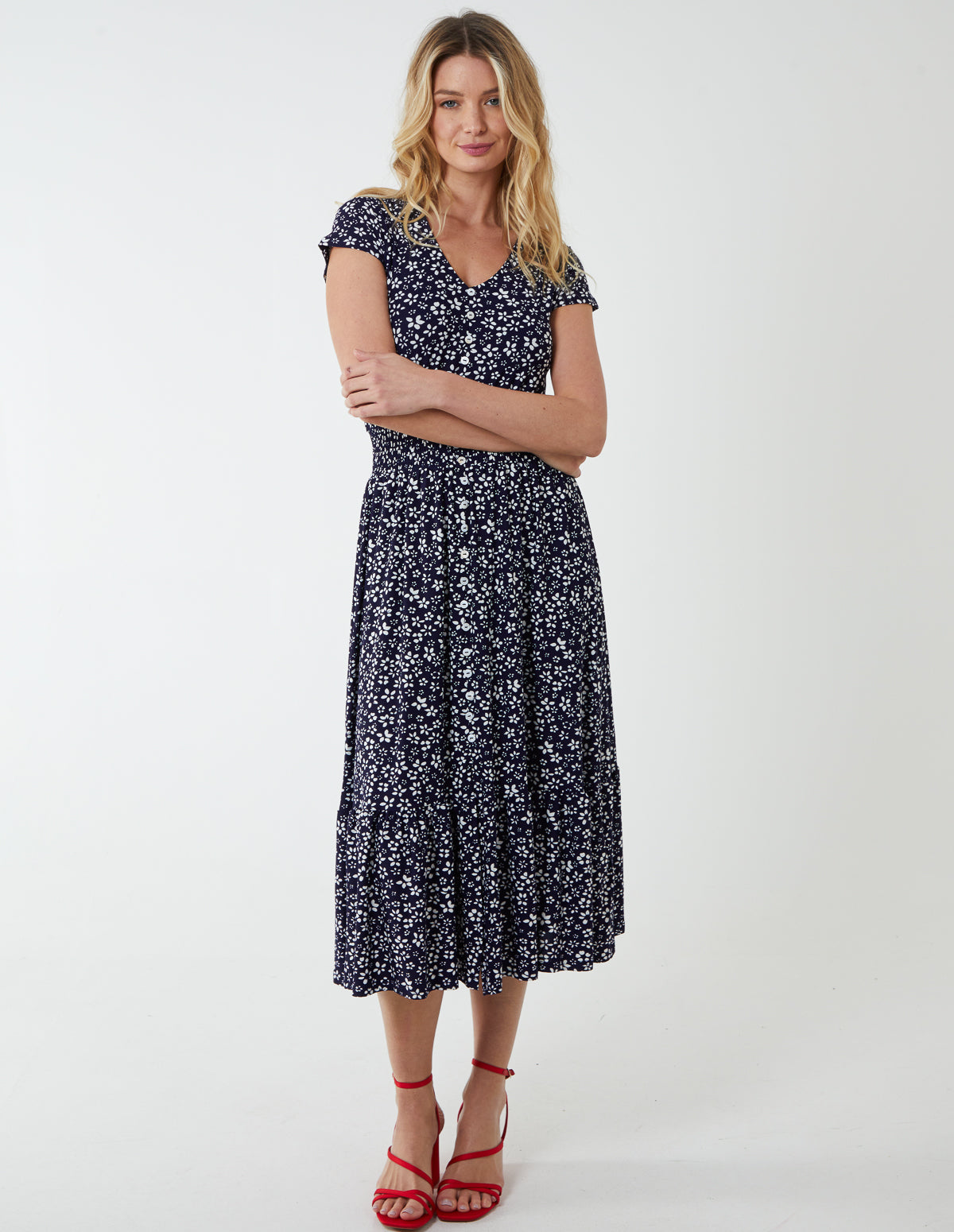 Button Through Midi Dress 