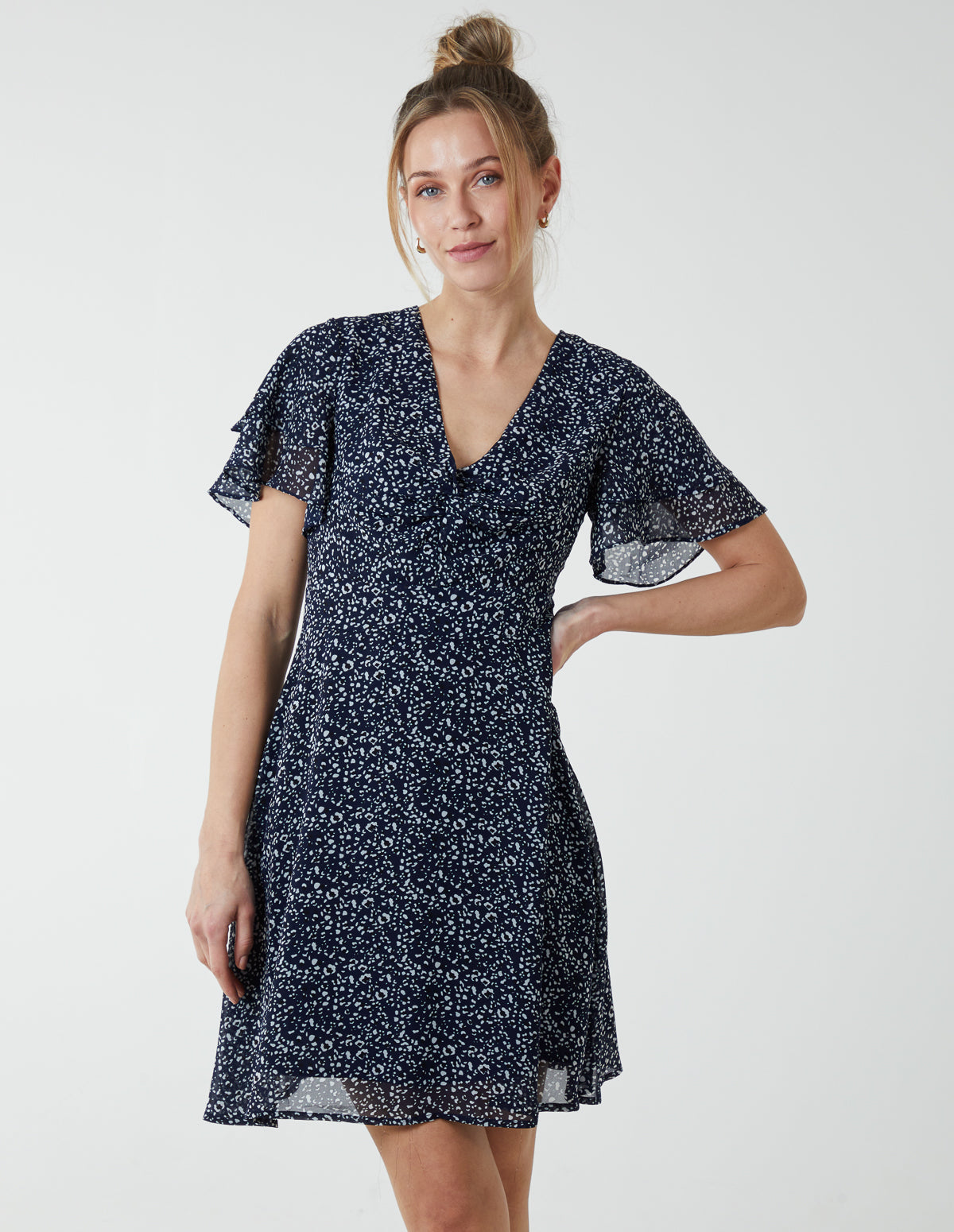 Knot Front Mini Dress - 16 / NAVY