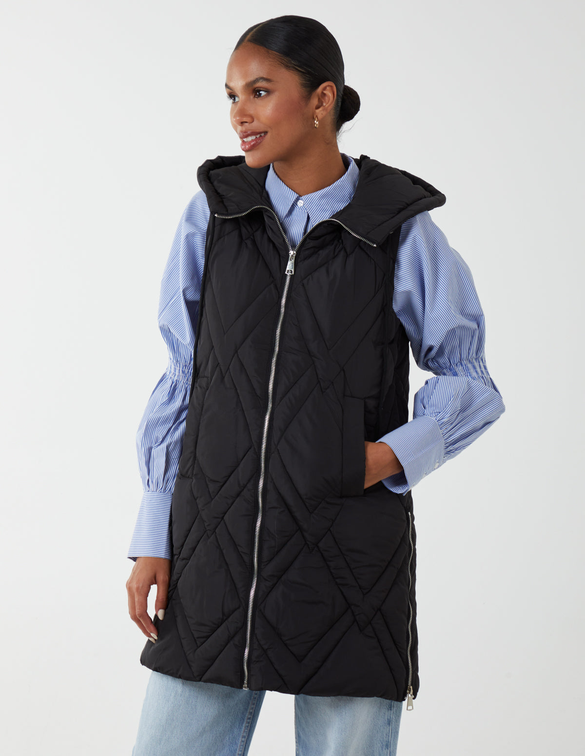 Diamond Quilted Gilet - M / BLACK