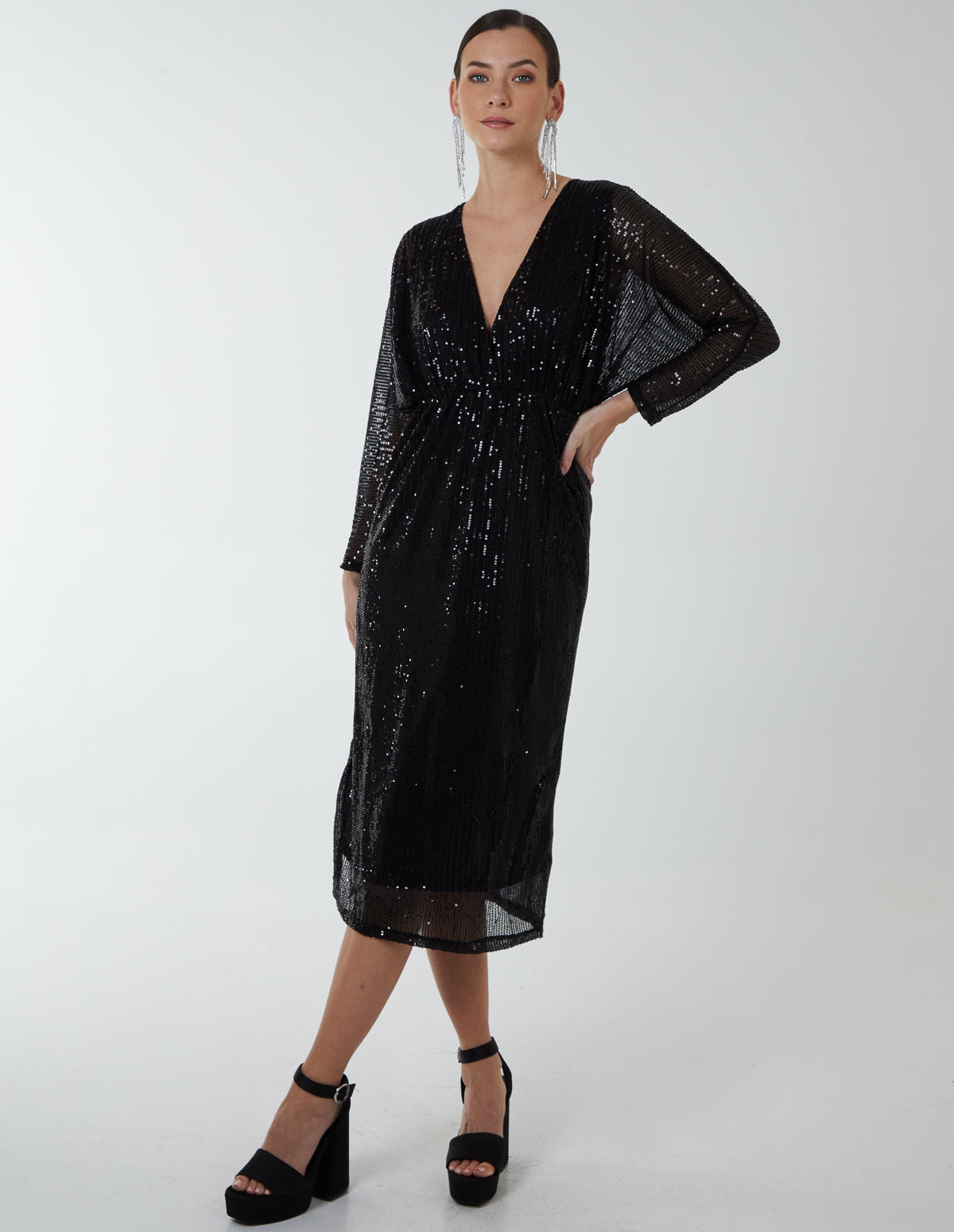 Sequin Batwing Dress 