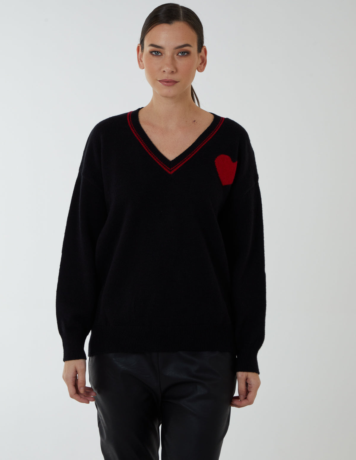 Heart Detail V Neck Jumper 